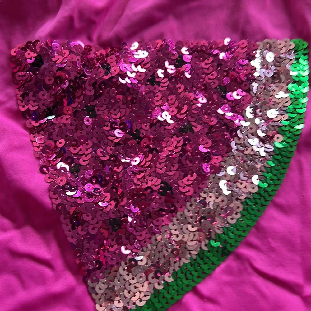 Lands' End Hot Pink Girls' Sequin Watermelon Rashguard Set